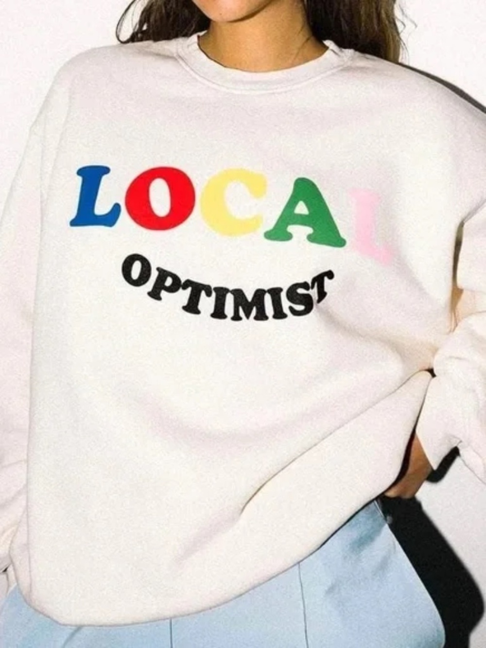 Madhappy Local Optimist Fleece Crewneck Cotton Sweatshirt Sz M